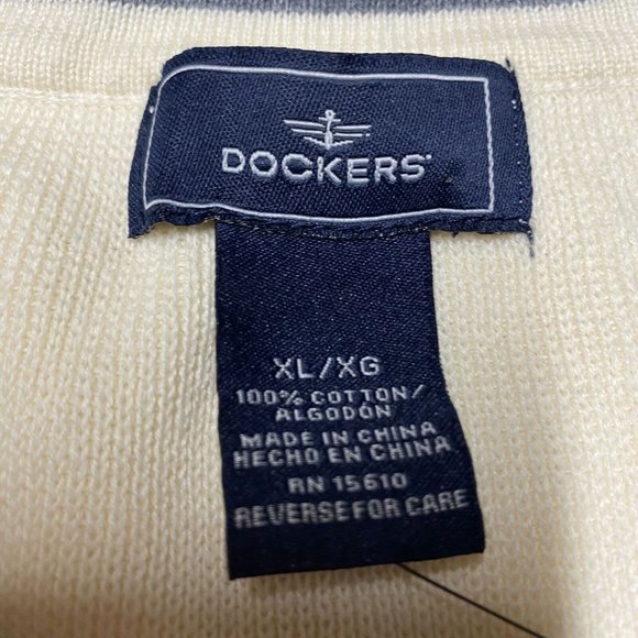 Dockers Sweater Men's XL Beige Knit 100% Cotton Crew Neck Long Sleeve Pullover - Picture 3 of 12